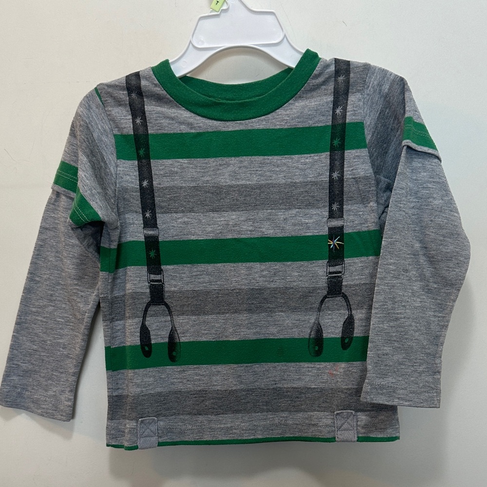 Truly Scrumptious by Heidi Klum Green and Gray Long Sleeve Toddler Shirt